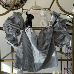 Checkered off shoulder top